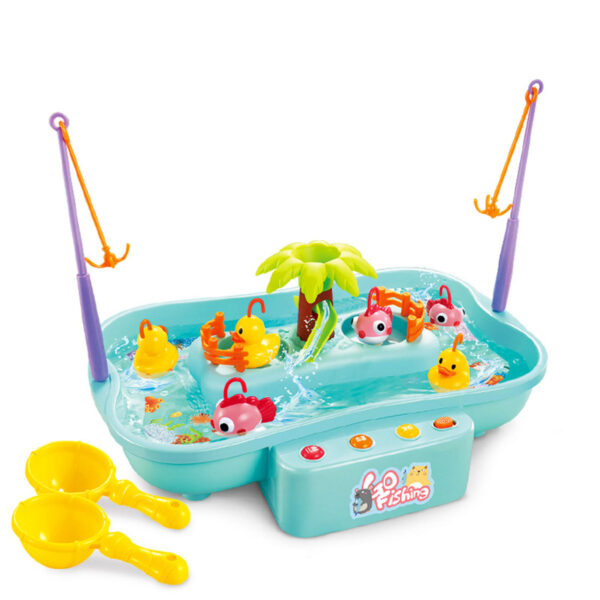 Mini Rotating Duck Fishing Game Set Fully Automatic Light And Music Children'S Play House Toys - Image 2